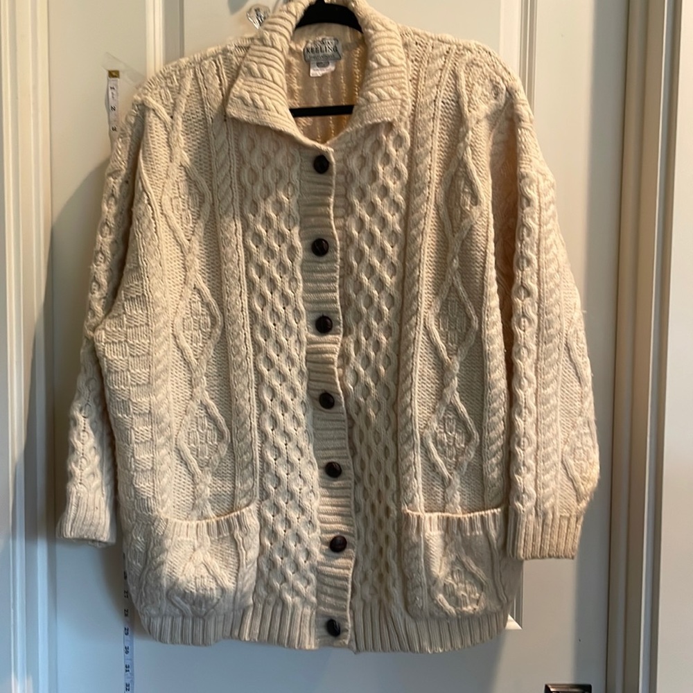 Wool Cable Knit Cardigan made in Scotland